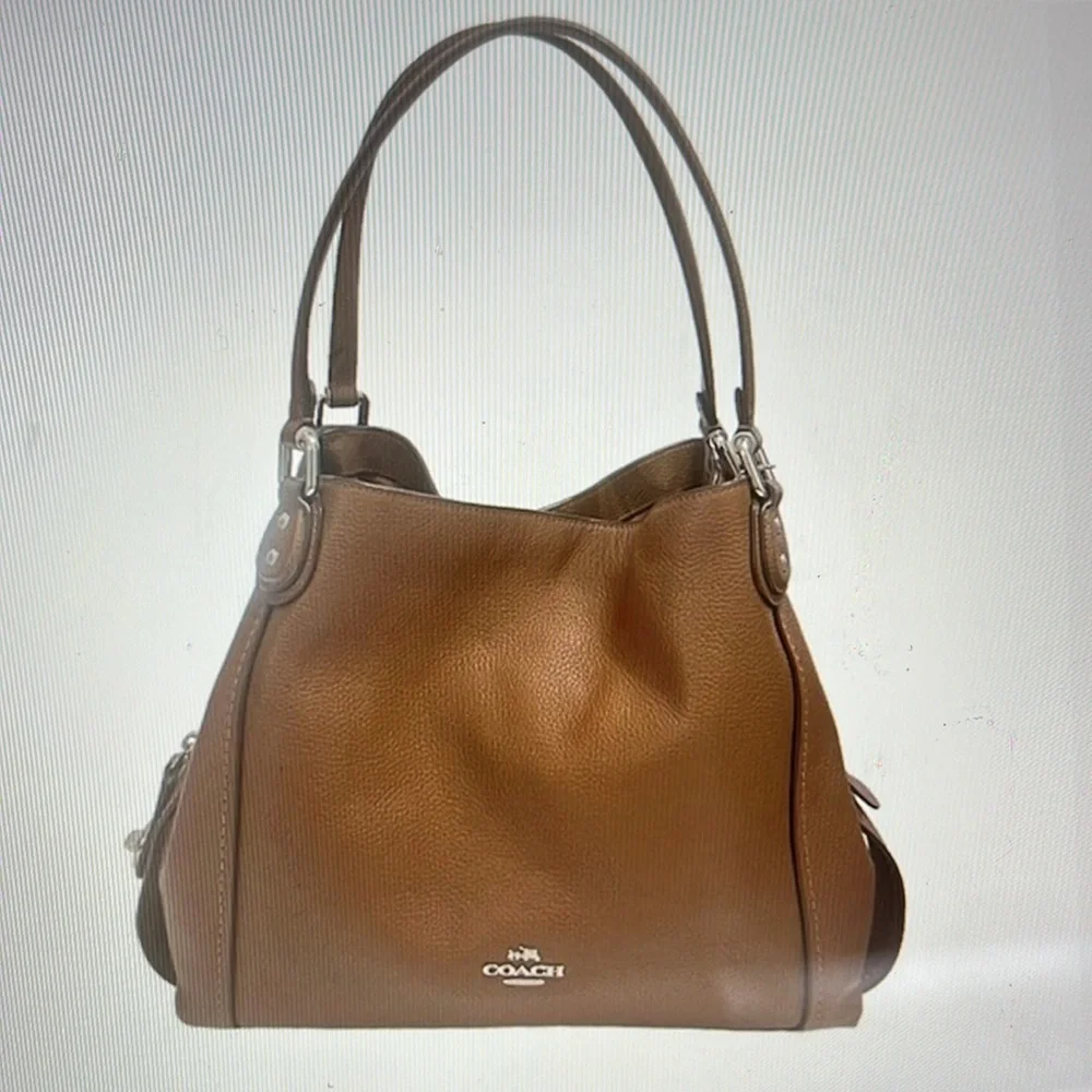 Classic Coach Edie 31 Saddle Tan Leather Double Handled Shoulder Bag - Picture 3 of 16